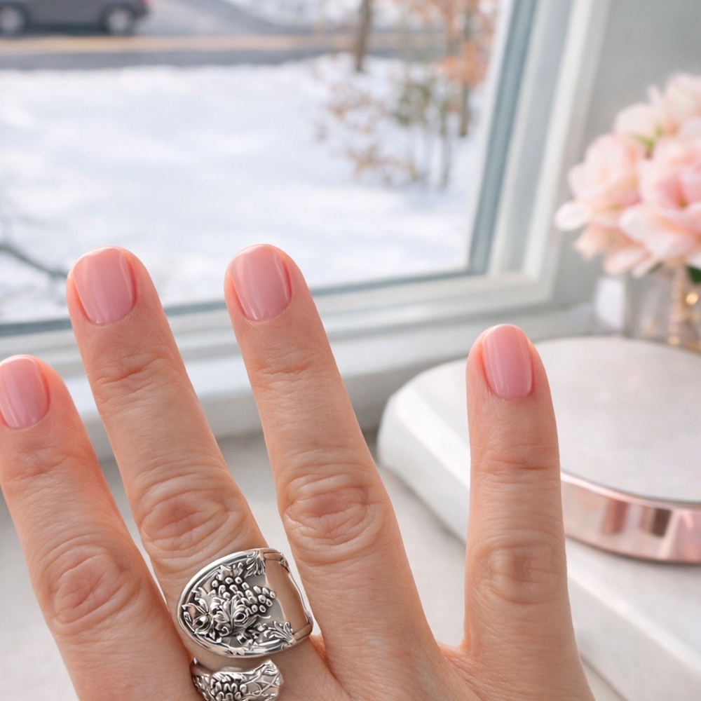 VIntage Women's spoon ring silver plated handmade